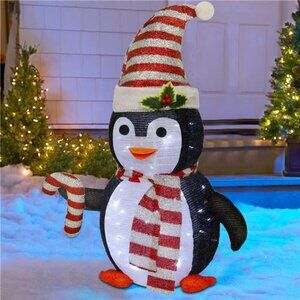 Lighted Christmas Penguin Decor 2.5FT / 30Inch Outdoor Collapsible Black Penguin